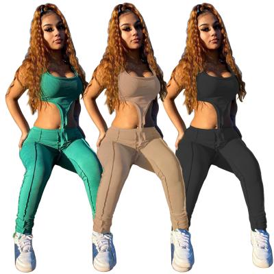 China 2021 New Arrivals Women Clothing Summer Breathable Women Set Top Crop Vest Pants Women Clothing 2 Piece Set for sale