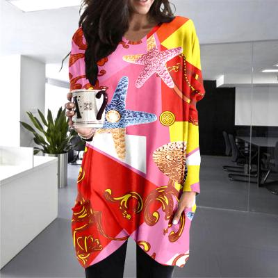 China Anti-wrinkle 2021 European and American fashion custom sublimation copy plus size S-4XL women's long sleeve T-shirt for sale