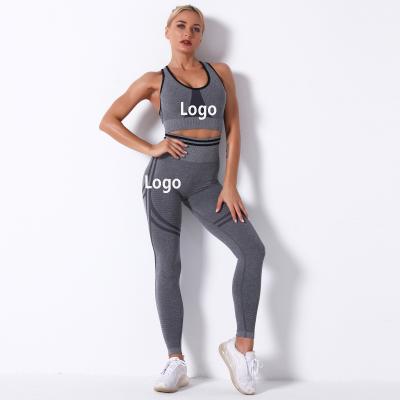 China New Breathable Wholesale Custom Your Own Logo Printing Women 2 Piece Yoga Sets Outfits Seamless Bras And Leggings Tracksuits for sale