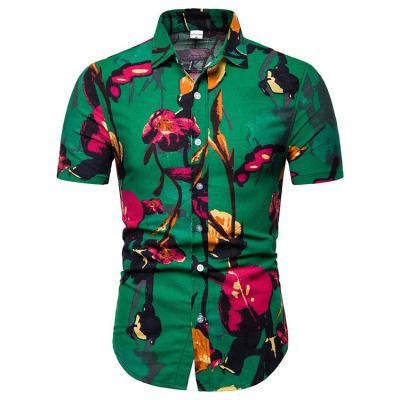 China Wholesale Anti-Shrink Turn-Down Collar Single Breasted 5XL Plus Size Shirt Vintage Mens Short Sleeve Shirt for sale