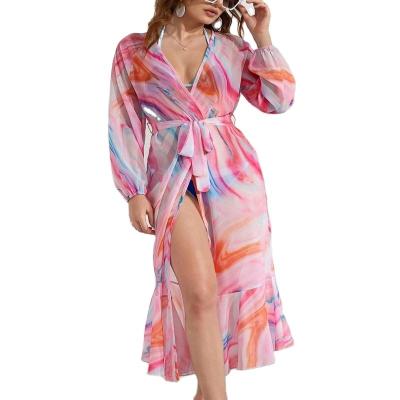 China Breathable Swimsuit Cover Ups Beach Cover Up Long Coat For Women Beach Women's Coats Bikini Swimwear Wrap for sale