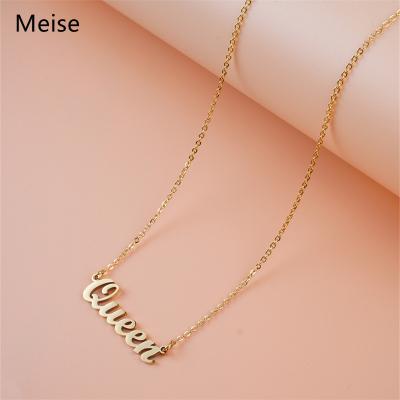 China Yiwu Coqi Casual/Sporty Fashionable English Letter Clavicle Chain Stainless Steel Queen Pendant Necklace MS0147 for sale