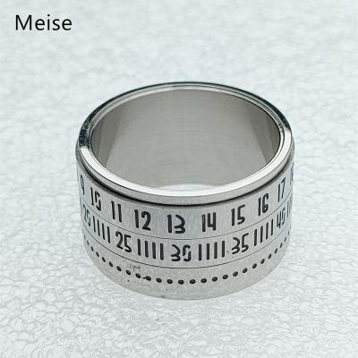 China Yiwu Coqi MS0009 Ring Arabic Numerals Time Stainless Casual/Sports Rotating Steel Ring for sale