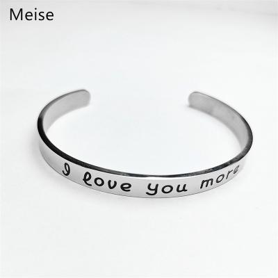 China Yiwu CLASSIC Coqi MS0006 Personalized Lettering I Love You Stainless Steel Open Bangle for sale