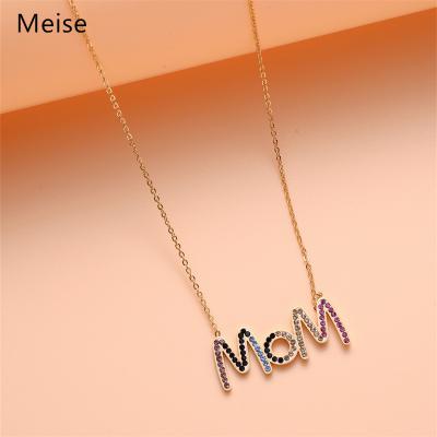 China Yiwu Coqi MS0071 Simple Diamond Studded Letter MOM Necklace And Casual Exquisite Creative Temperament/Sports Clavicle Chain Stainless Steel for sale