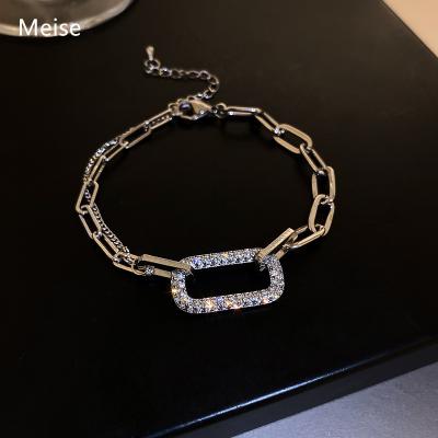 China Other Yiwu Coqi YY600 Real 18k Gold Plated Cubic Paperclip Link Rectangle Micro Zircon Inlaid Chain Bracelet for sale