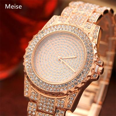 China Yiwu Coqi YY325 Date Fashion Full Diamond Alloy Steel Band Automatic Watch Women's Hip Hop Watch for sale