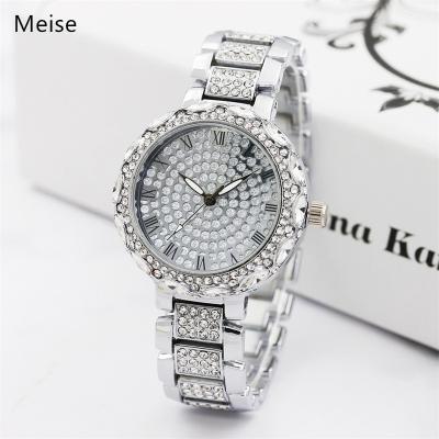 China Yiwu Coqi YY323 new style big full diamond automatic steel band fashion watch Roman quartz hip hop female watch for sale