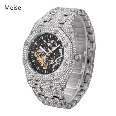 China New Yiwu Coqi YY283 full diamond men's hip hop watch day/date cavity watch fashion mechanical personality for sale