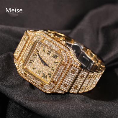 China Yiwu Coqi YY281 Scale Dial Square Dial Men's Hip Hop Watch Full Fashion Roman Diamond Watch Quartz Day/Date for sale