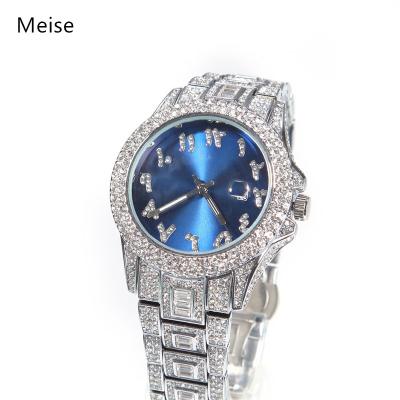 China New Yiwu Coqi YY277 color personality round dial diamond hip hop creative day/date dial fashion quartz watch for sale