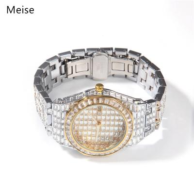 China European and American diamond-studded round dial men's new high-end quartz watch hip hop watch Yiwu Coqi day/date YY280 for sale