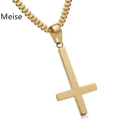 China Yiwu Coqi Casual/Sporty Minimalist Inverted Stainless Steel Jewelry Cross Necklace for sale