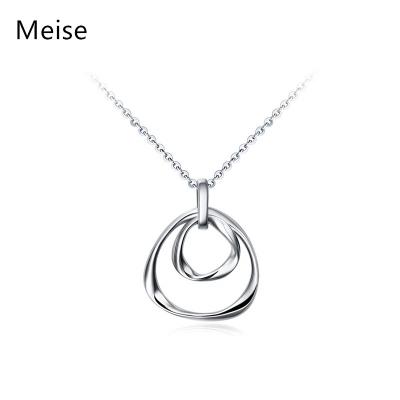 China Yiwu Casual/Sporty Coqi Hammered Double Circle Pendant Circles Simple Minimalist Stainless Steel Jewelry Necklace for sale