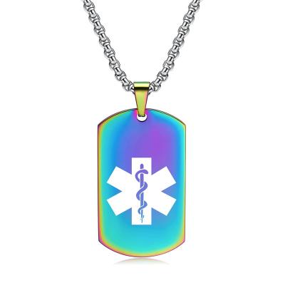 China OTHER Yiwu Coqi YHM0852 Men and Women Color Medical Alarm Pendant Stainless Steel Medical Necklace for sale