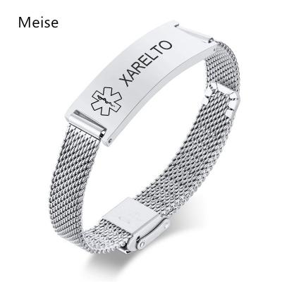 China Other Yiwu CoqiLMY214 Engraving Mesh Emergency Medical Stainless Steel Adjustable Medical Wristband for sale