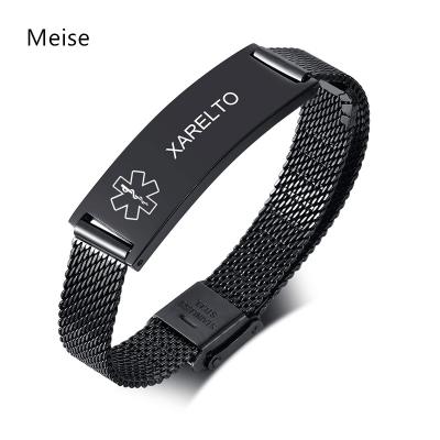 China Other Yiwu Coqi LMY213 Engraving Mesh Emergency Medical Stainless Steel Adjustable Medical Wristband for sale