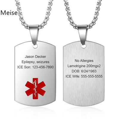 China OTHER Yiwu Coqi LMY205 Engraved Medical Emergency Alert Stainless Steel Medical Pendant for sale