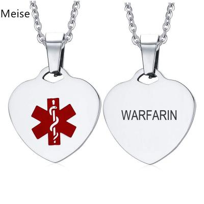 China OTHER Yiwu Coqi ZZ26 Engraving Heart Shape Medical Alert ID Pendant Stainless Steel Medical Pendant for sale