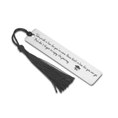 China Other Yiwu Coqi Stainless Steel Bookmark Always Remember You Are Braver Than You Believe Inspirational Letters Engraved Bookmark for sale