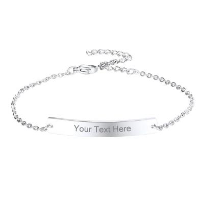 China Yiwu Casual/Sporty Coqi Personalized Bar Bracelet Custom Name Coordinates Stainless Steel Bracelet for sale