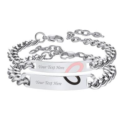 China Other Yiwu Coqi Lovers Personalized Engraved Stainless Steel Bracelet for sale