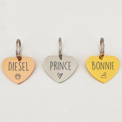 China Yiwu Coqi Antique Stainless Steel Pet Tag Heart Dog Tag Personalized Name for sale