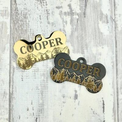 China Yiwu Coqi Mountain Style Custom Antique Bone Stainless Steel Pet ID Tags,Personalized Outdoor Dog Name Tag for sale