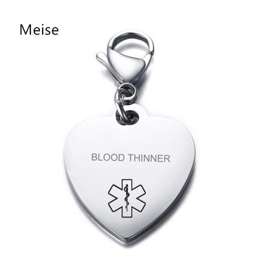 China OTHER Yiwu Coqi ZZ27 Engraving Heart Shape Medical Alert ID Stainless Steel Medical Pendant Charm for sale