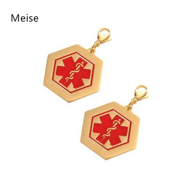 China OTHER Yiwu Coqi ZZ29 Gold Plated Stainless Steel Hexagonal Medical ID Symbol Pendant Medical Alert Charm for sale