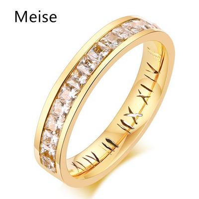 China Yiwu Coqi Roman Numeral Love Wedding Ring Casual/Sports Band for Women Stainless Steel Gold Ring for sale