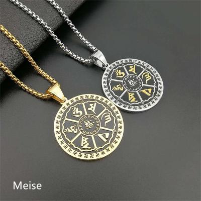 China Hiphop Yiwu Coqi Six-Character Mantra Shurangama Buddhist Incantation Stainless Steel Swedish Hip-Hop Pendant AN0594 for sale