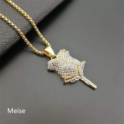 China Hiphop Yiwu Coqi AN0593 Stainless Steel Color-preserving Gold Plated Diamond Full Rose Hip Hop Pendant for sale