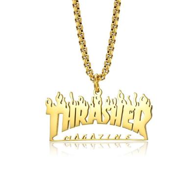 China Yiwu Coqi XX0494 T Skater Rainbow F Magazine Hrasher Stainless Steel Casual/Sporty Hip Hop Lame Pendant Necklace for sale