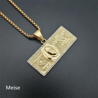 China Hiphop Yiwu Coqi ZZ409 Stainless Steel Rhinestone Dollar Dollar Gold Plated Pendant Hip Hop Pendant for sale