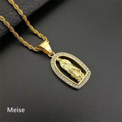 China Golden Stainless Steel Hiphop Yiwu Coqi AN0592 and Diamond Virgin Mary Male and Female Hip Hop Pendant for sale