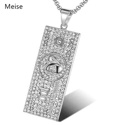 China Creative Hiphop Yiwu Coqi YY423 Hip Hop Necklace Gold Plated Stainless Steel Hip Hop Full USD Dollar Diamond Pendant for sale