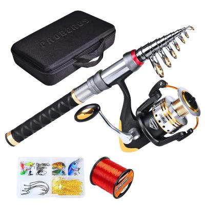 China Telescopic Fishing Rod And Spinning Line Lure Hot Selling Combo Reel Carbon Fiber Fishing Rod Set Package Fish Kit For Beginners for sale