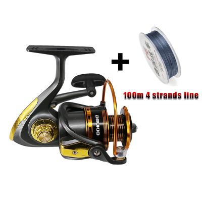 China Alloy Stainless Steel Fishing Reel Aluminum Alloy Combo Reel Hot Spinning Trolling Saltwater Fishing Reel With PE 8 Braided Fishing Line 100m Set for sale