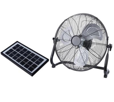 China DC powered wireless fan with clamp 14inches portable wireless fan HJ-14RF with big handle for easy take out solar fan for sale