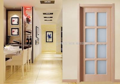 China E1 Grade Glass PVC Interior Doors Edge Banding MDF Faced Vinyl Stainless Steel Stopper for sale