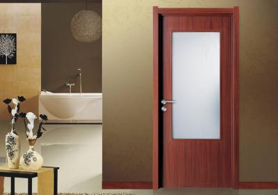 China PVC Vinyl MDF Wood Doors frosted glass with frame Fir Wood Skeleton Max Width 1100mm for sale