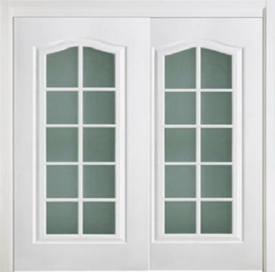 China Corridor Wooden Sliding Doors Frosted Glass White Lacquered Thickness 45mm 40mm for sale