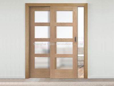 China Ash Cherry Two Double Sliding Door , Glass Partition Custom Sliding Doors for sale