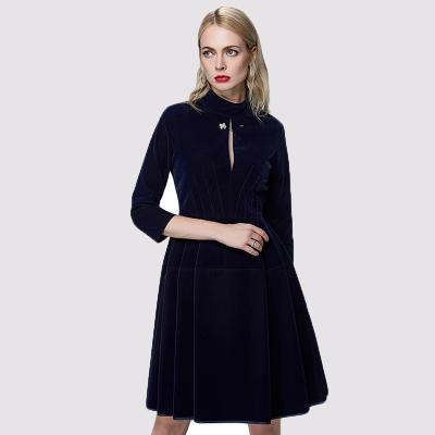 China Maxnegio Breathable Classy Women Dress Flapper Dress V Neck Office Velvet Beaded Dress for sale