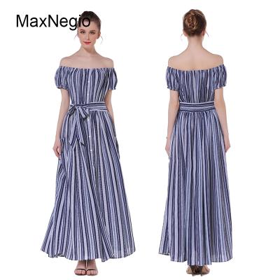 China Maxnegio Anti-Static 2018 Ladies Bar Dress Maxi Short Sleeve Off The Shoulder Women's Long Dress for sale