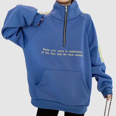 China Custom wholesale anti-shrink streetwear pullover half-zip hoodies sweatshirt for sale