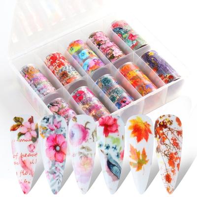 China Easy Apply 2021 New Style Maple Leaf Series Designers Nail Foil Transfer Sticker Nail Art Foils for sale