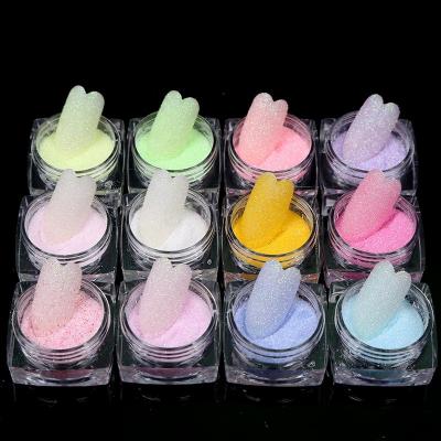 China Easy Apply 12 Colors Nail Powder Pigment Neon Glitter Sugar Acrylic Nail Powder for sale