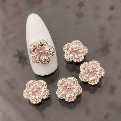 China Luxury High Quality Korean Fashion Zircon Nail Charms Flower Heart Shape Jewelry Designer Nail Charms for sale